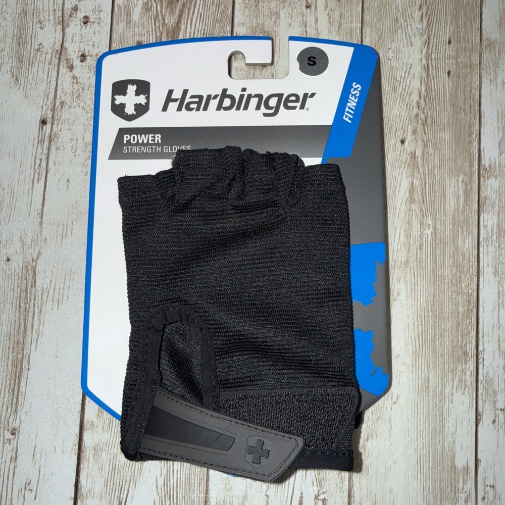 Harbinger Power Gloves S Black Fitness Weightlifting Training Leather‎ Palm New